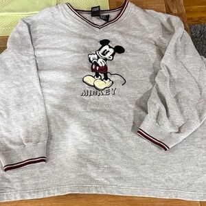 Disney Grey Kids Sweatshirt with Burgundy Trim and Mickey Patch